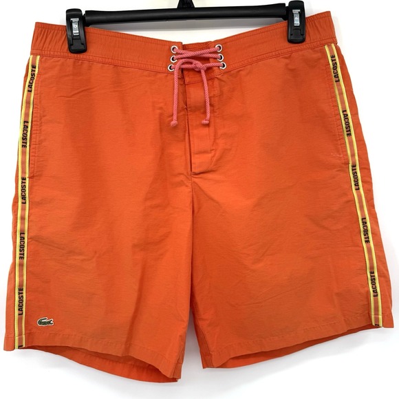Lacoste Other - Lacoste Mens Orange Board Swim Shorts Size 7 Outdoor Beach Pool Cruise